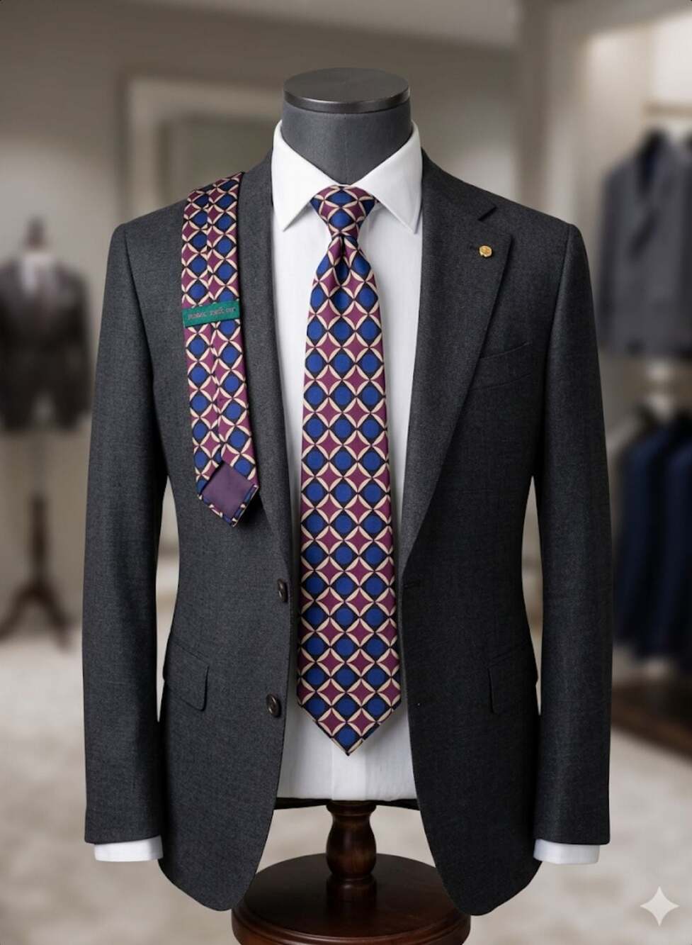 Vintage Isaac Zelcer Geometric Silk Tie